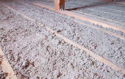 Fresh spray insulation in a Maine home.