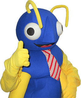 big blue bug mascot